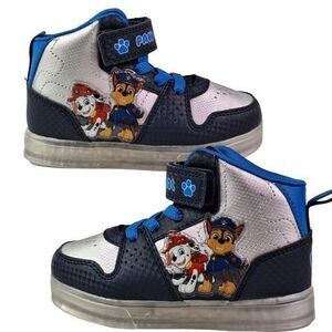 Paw Patrol High Sneakers for Boys with lights‎ Blue/Silver Color Size 6 (14Cm)